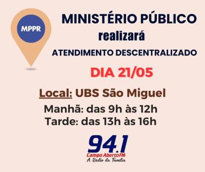 LS: MinistÃ©rio PÃºblico atende, hoje, moradores do SÃ£o Miguel